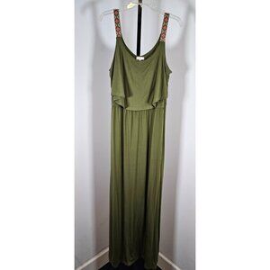 Maxi Sundress Aztec Print Straps - Green - SZ L